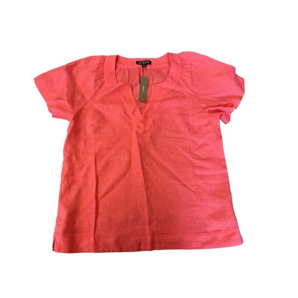 NWT J.Crew Pink Short Sleeve Linen V-neck Top - Picture 5 of 8